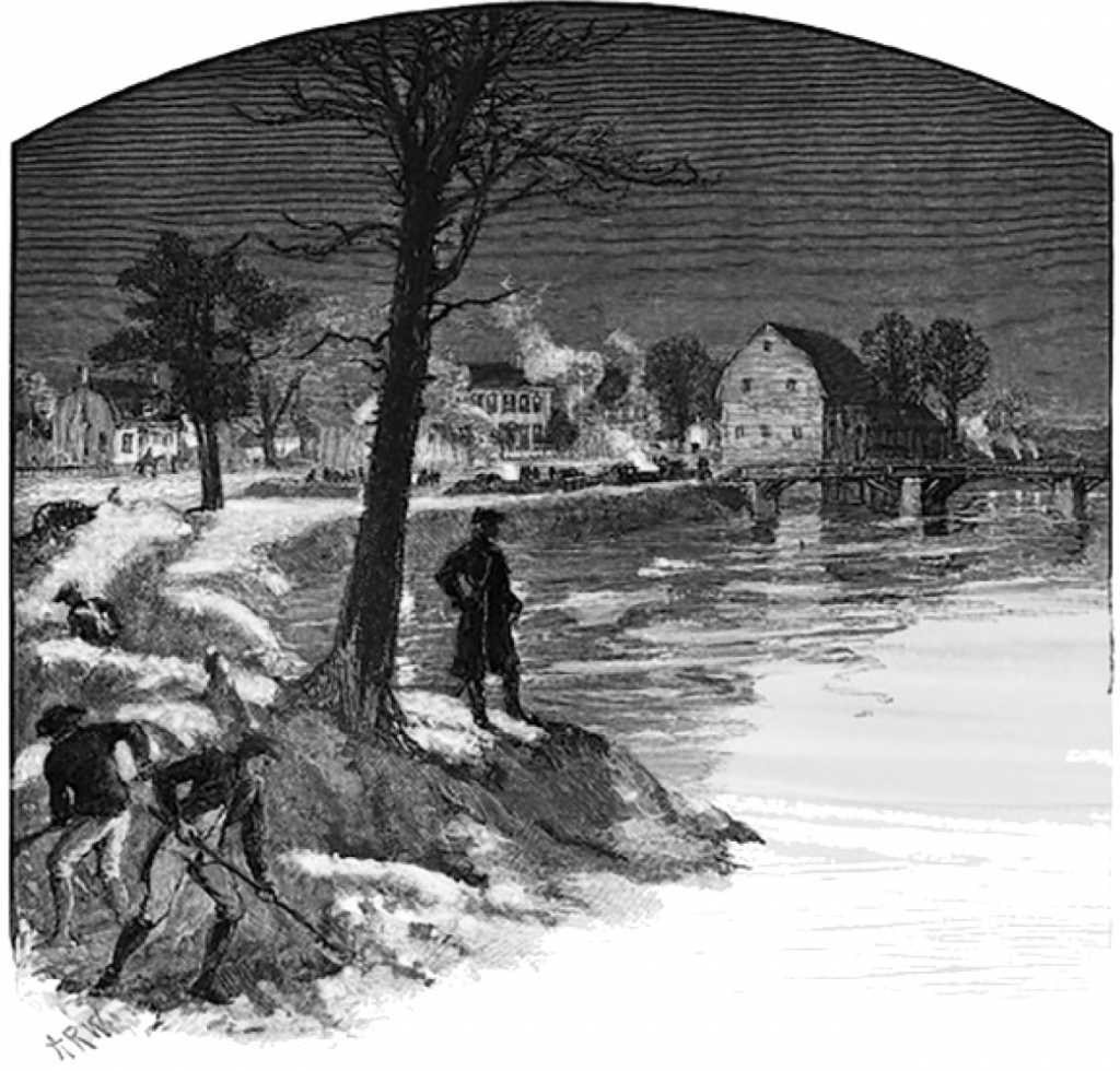 19th Century woodcut of the campfires on Mill Hill.
