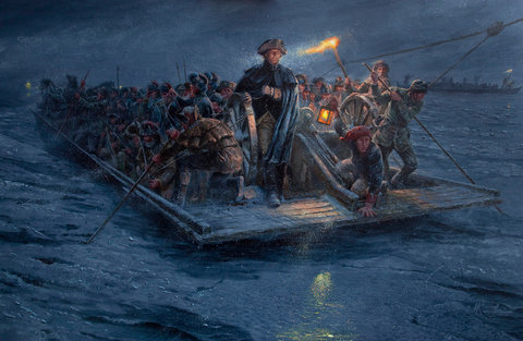 Washington’s Crossing at McKonkey’s Ferry, by Mort Künstler, 2011 (click on the image for the article about thie painting)